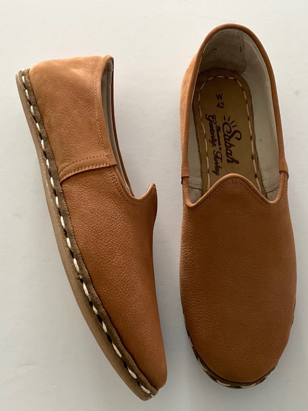 SABAH Flats Handmade in Turkey Sunwashed Camel Size EU 42 US 10/10.5 NEW
